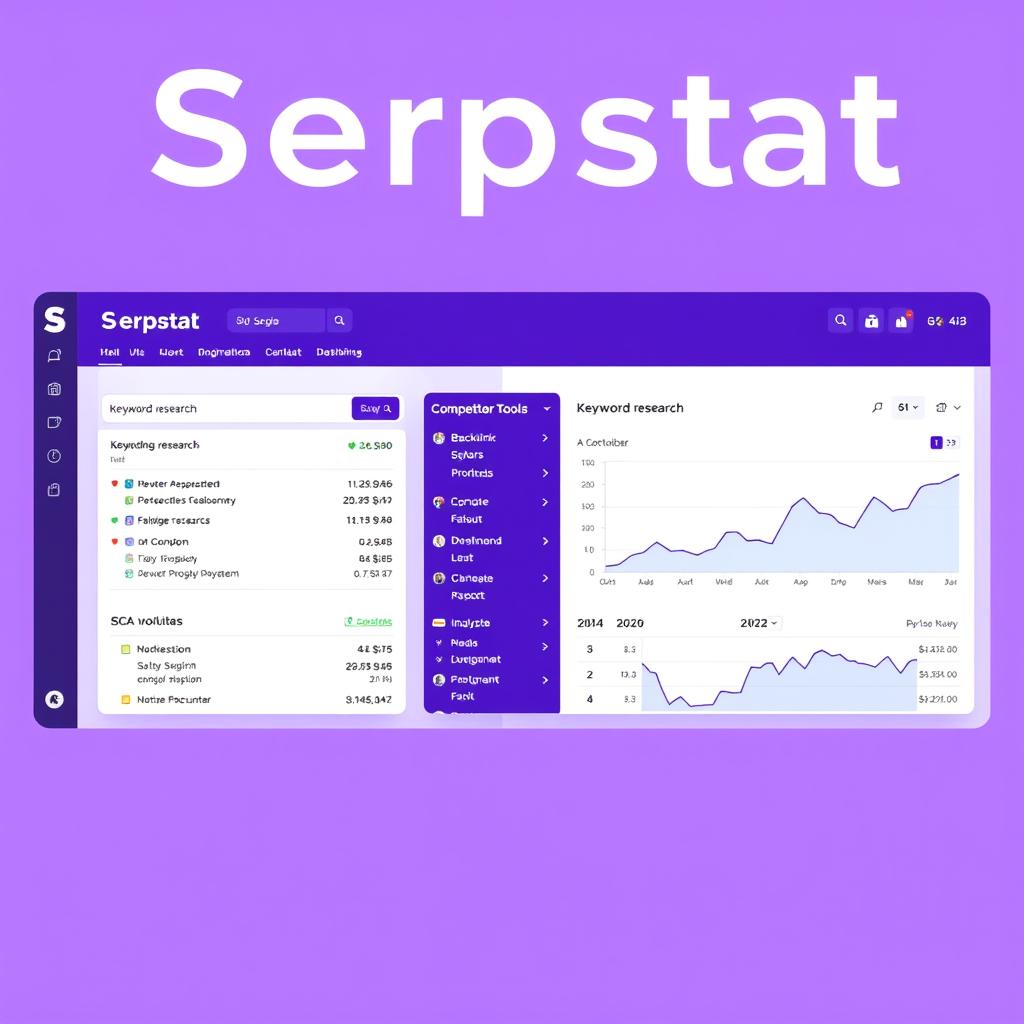 Serpstat dashboard displaying SEO analysis tools and data visualization