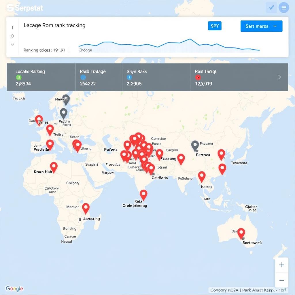 Serpstat location-based rank tracking map interface