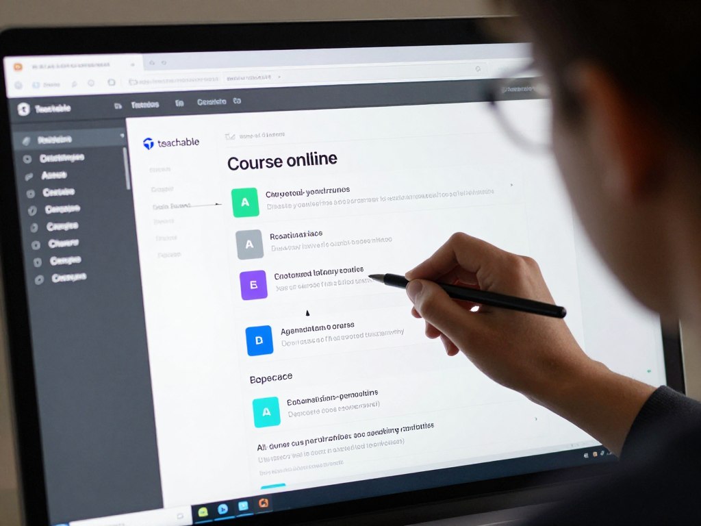 Course creator editing an AI-generated outline in Teachable's interface