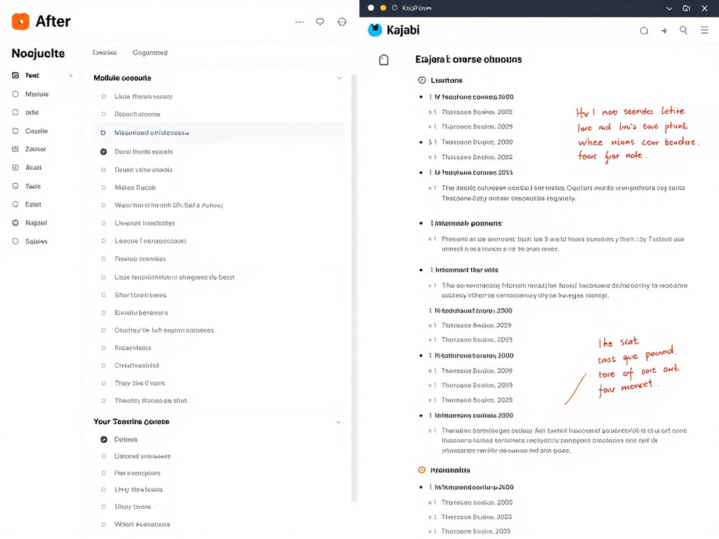 Example of Kajabi AI-generated course outline with edits