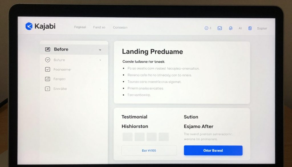 Kajabi AI landing page generator creating a sales page for an online course