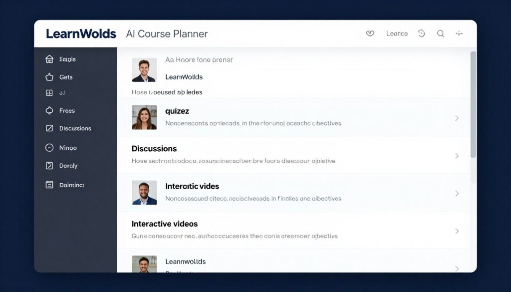 LearnWorlds AI Course Planner suggesting interactive activities