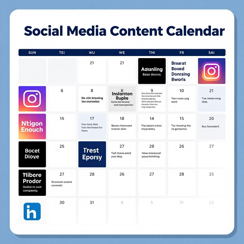 Social media content calendar with AI-generated posts