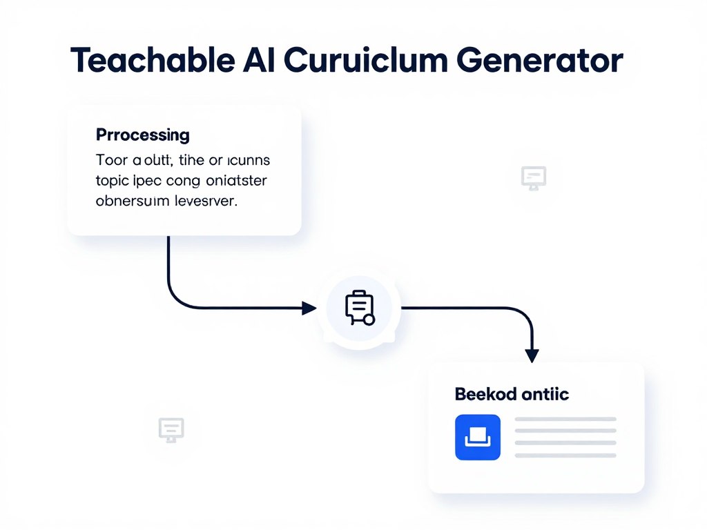 Teachable AI Curriculum Generator workflow diagram showing input to outline process