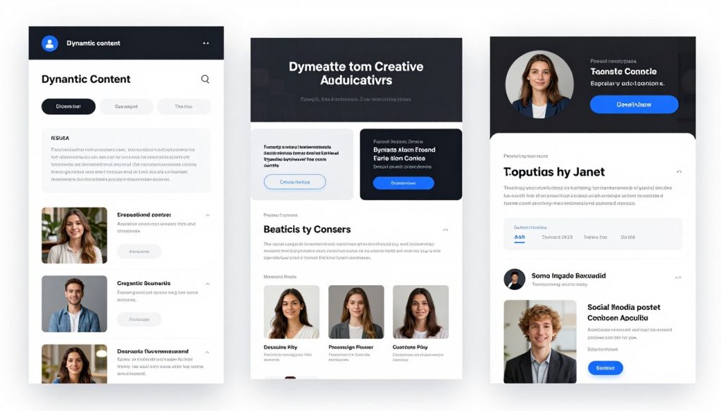 AI-generated marketing content examples showing personalized emails, ads, and website elements