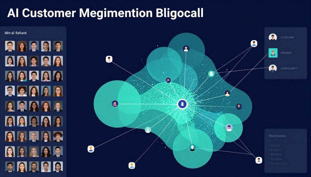 AI-powered customer segmentation showing dynamic audience clusters based on behavior patterns