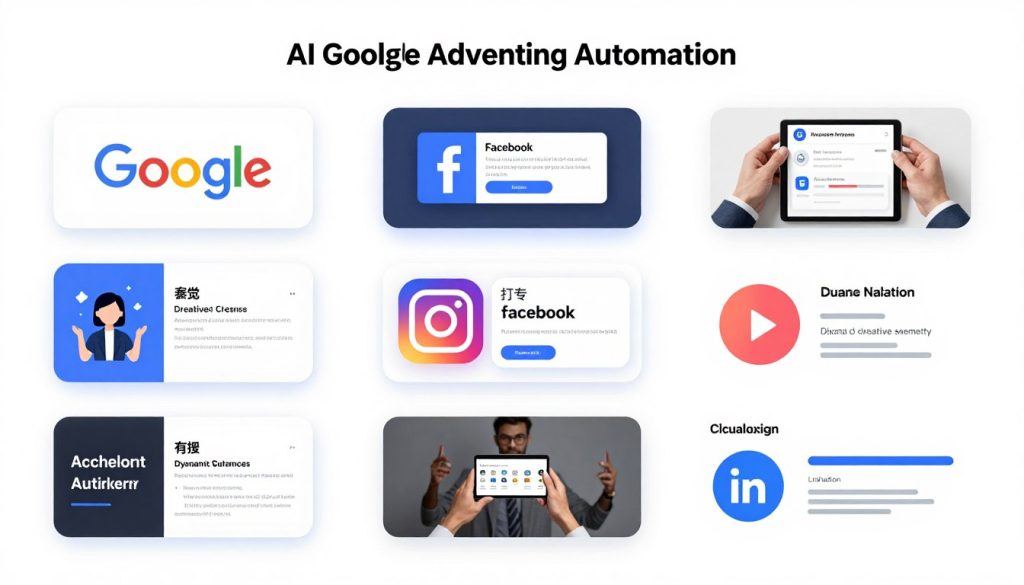AI-powered paid advertising showing dynamic creative optimization across platforms