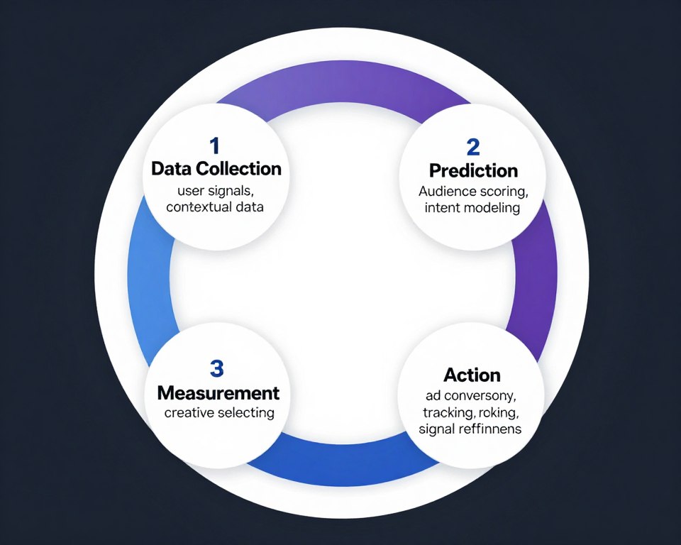 AI targeting feedback loop showing data collection, prediction, action, and refinement