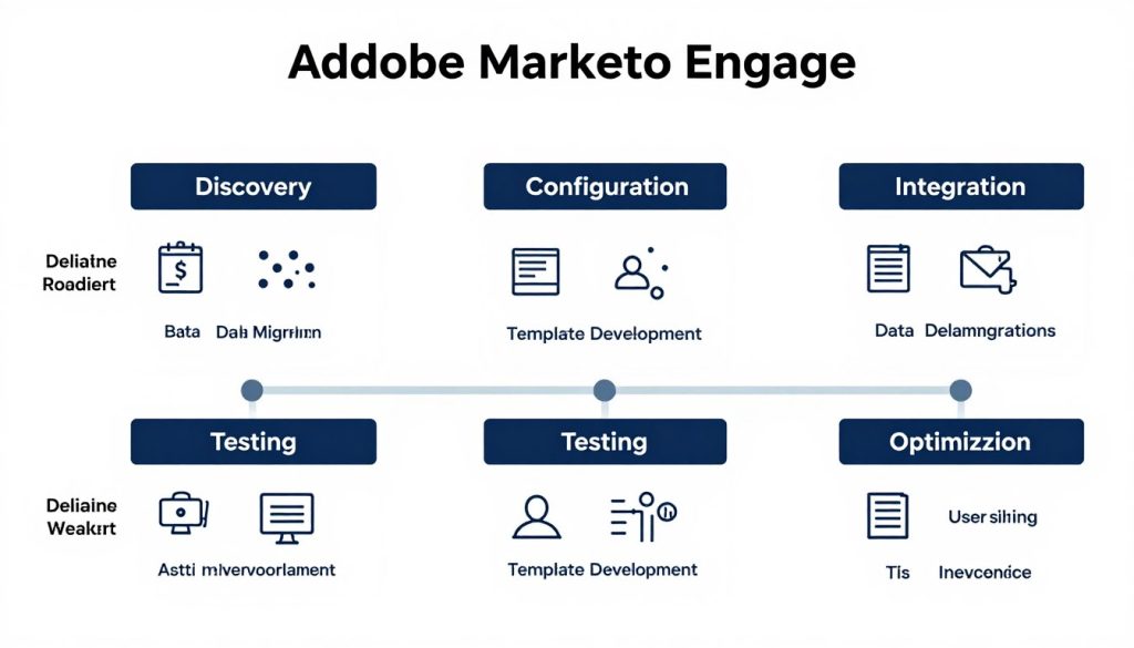 Adobe Marketo Engage implementation roadmap showing key phases and milestones