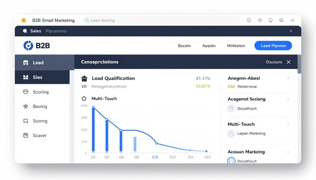 B2B email marketing platform showing lead scoring and sales pipeline integration