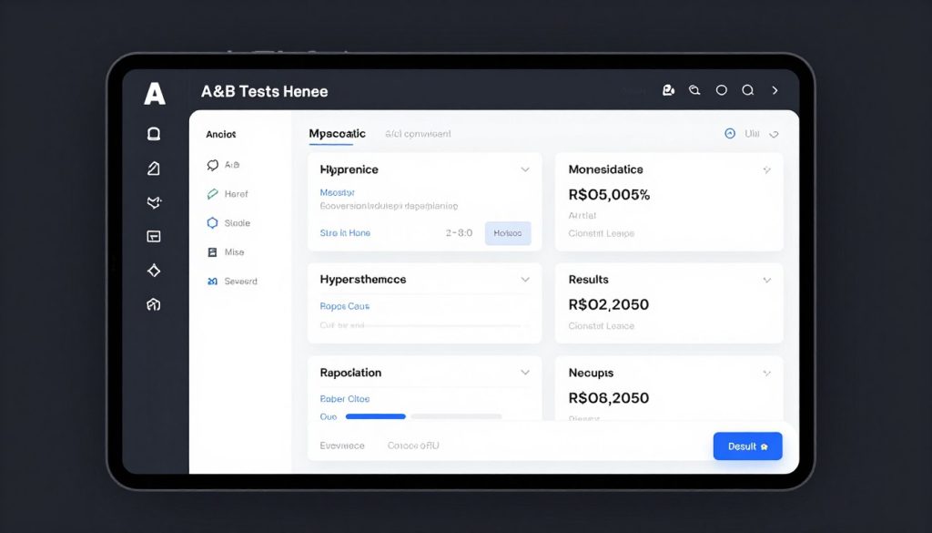 Conversion rate optimization platform showing test setup and results