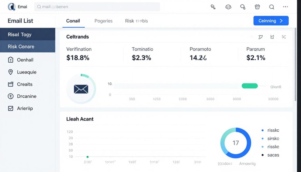 Email list cleaning dashboard showing verification results and risk categories
