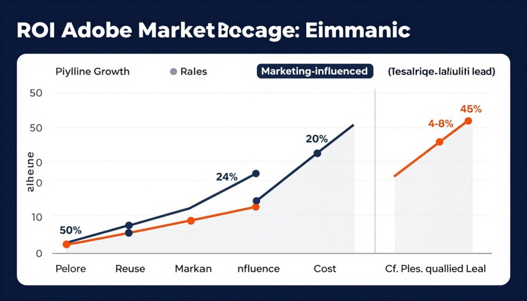 Graph showing ROI metrics from Adobe Marketo Engage implementation including pipeline growth