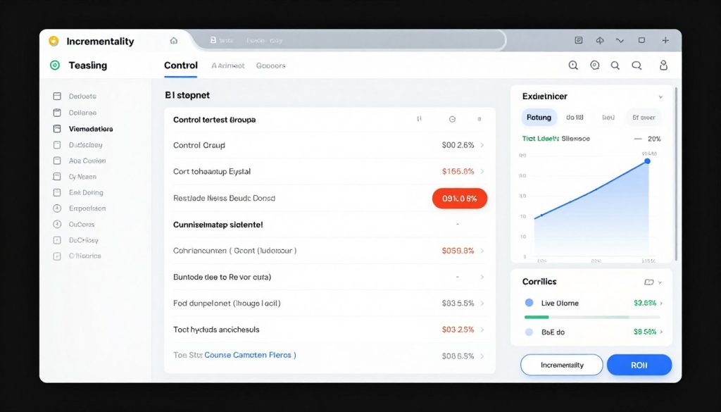 Incrementality testing platform showing test setup and results