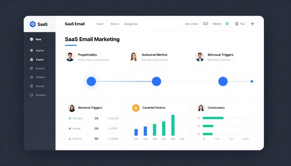 SaaS email marketing automation showing user onboarding sequence and engagement metrics