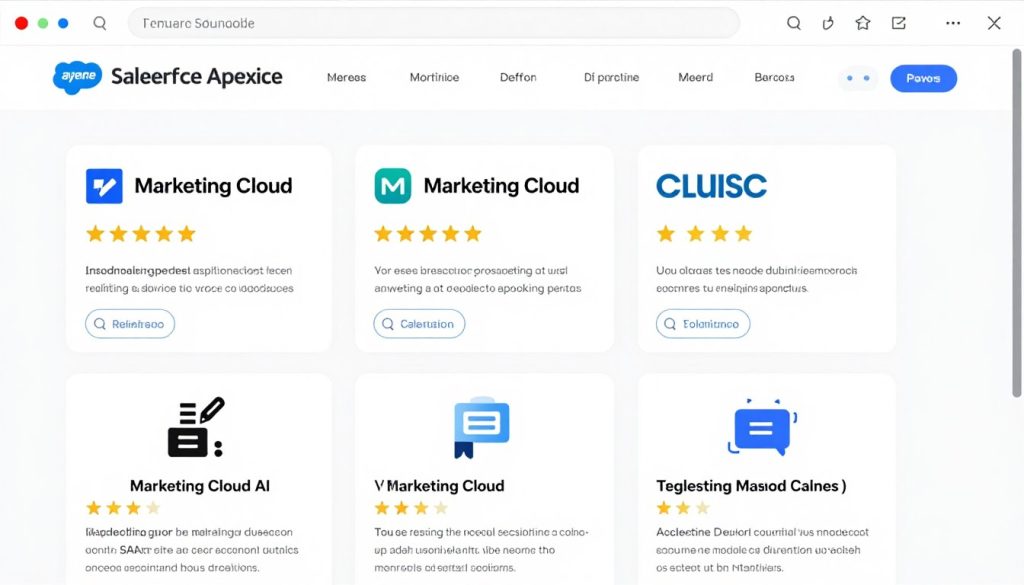 Salesforce AppExchange showing Marketing Cloud AI partner solutions