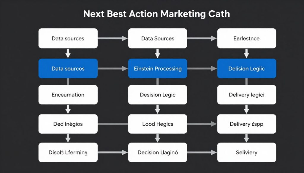 Technical implementation diagram for Next Best Action in Marketing Cloud