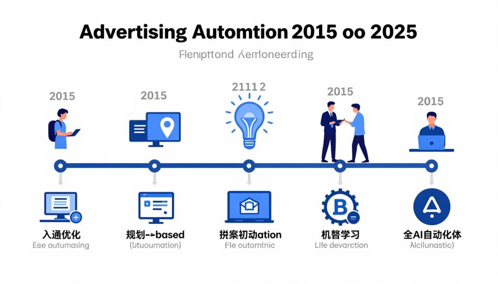 Timeline showing the evolution of advertising automation from manual to fully automated