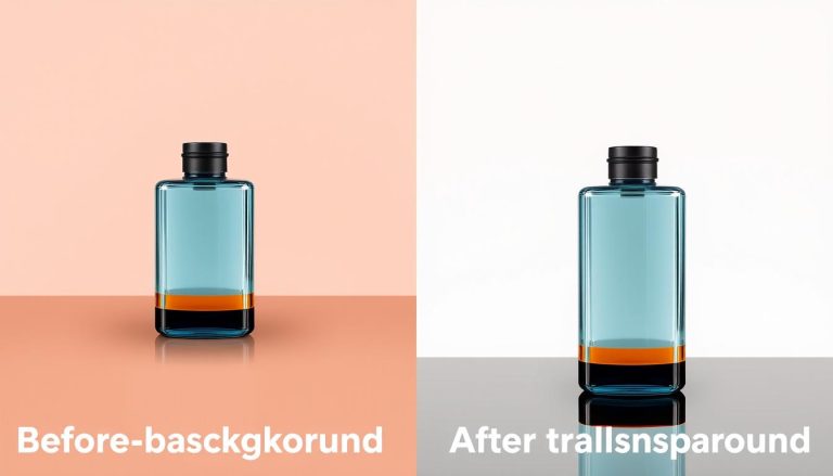 Before and after comparison of background removal on a product image showing the original photo and the same product with background removed