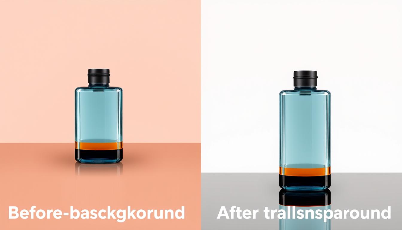 Before and after comparison of background removal on a product image showing the original photo and the same product with background removed