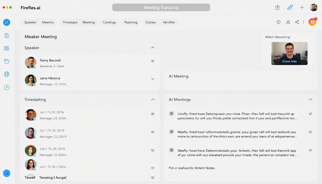 Fireflies.ai dashboard showing meeting transcription interface